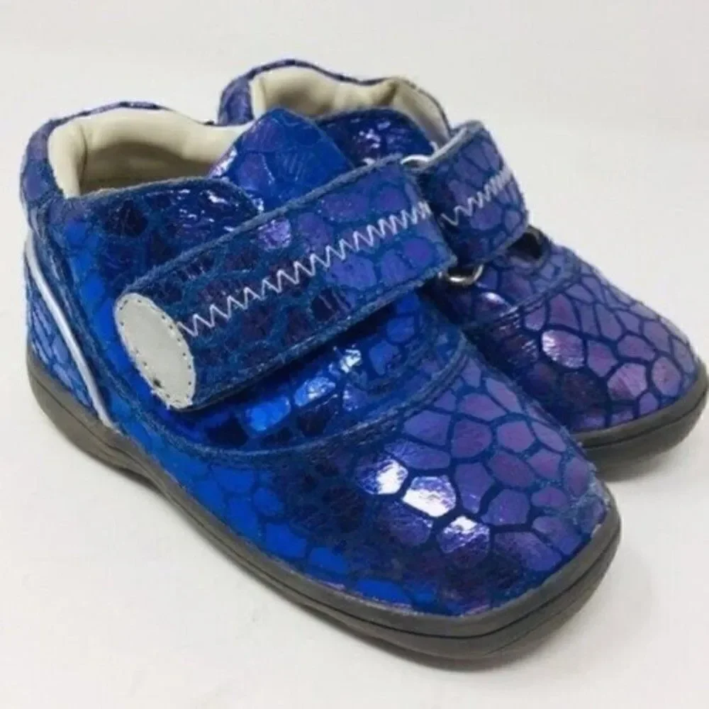 UMI Audra baby leather boots US5.5 EU21 BoxS holographic purple blue